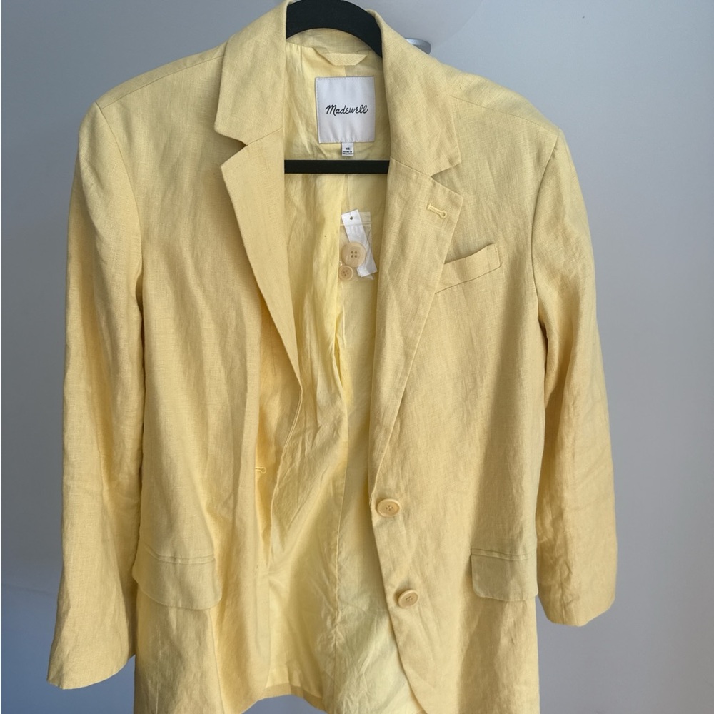 Madewell Light Yellow Linen Blazer